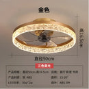 Gold crystal led ceiling fan bedroom light with remote control