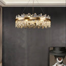 Gold crystal led oval chandelier dining room pendant light