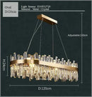 Gold crystal led oval chandelier dining room pendant light
