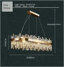 Gold crystal led oval chandelier dining room pendant light