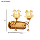 DecorBites™ Gold Crystal Wall Lamp with Curved Arm - Simplicity Blossom 1/2-Light Wall Fixture