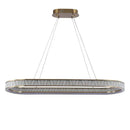 Gold crystal oval pendant chandelier for dining room textured glass