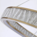 Gold crystal oval pendant chandelier for dining room textured glass