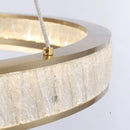 Gold crystal oval pendant chandelier for dining room textured glass