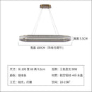 Gold crystal oval pendant chandelier for dining room textured glass