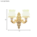 DecorBites™ Gold Crystal Wall Mounted Light with 2 Cream Glass Bloom Heads - Simplicity for Living Room