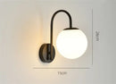 Gold curved arm glass ball led wall sconce bedroom light