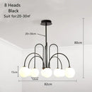 Gold curved arm glass ball pendant chandelier for dining room