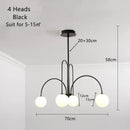 Gold curved arm glass ball pendant chandelier for dining room