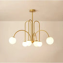 Gold curved arm glass ball pendant chandelier for dining room