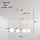 Gold curved arm glass ball pendant chandelier for dining room