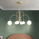 Gold curved arm glass ball pendant chandelier for dining room