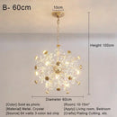 Gold dandelion crystal led pendant chandelier for living room