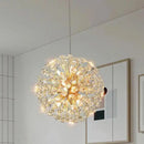 Gold dandelion crystal led pendant chandelier for living room