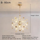 Gold dandelion crystal led pendant chandelier for living room