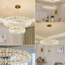 Gold double tiered crystal flower chandelier dining room light