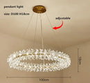 Gold double tiered crystal flower chandelier dining room light