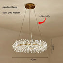 Gold double tiered crystal flower chandelier dining room light