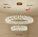 Gold double tiered crystal flower chandelier dining room light
