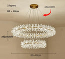 Gold double tiered crystal flower chandelier dining room light