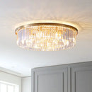 Gold dual purpose crystal ceiling lamp bedroom pendant light
