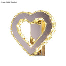 Gold faceted crystal heart led wall sconce bedroom light stainless steel