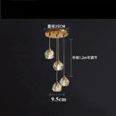 Gold five globe diamond crystal copper led pendant dining room light