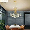 Gold floral led flowers chandeliers with crystals for dining room