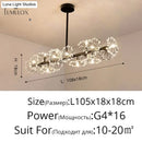 Gold floral led flowers chandeliers with crystals for dining room