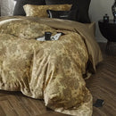 Gold floral satin cotton bedding set bedroom duvet cover and pillows