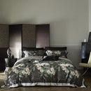Gold floral satin cotton bedding set bedroom duvet cover and pillows
