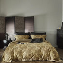 Gold floral satin cotton bedding set bedroom duvet cover and pillows