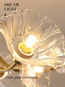 Gold flower chandelier ceiling light for bedroom with glass petals