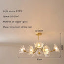 Gold flower chandelier ceiling light for bedroom with glass petals