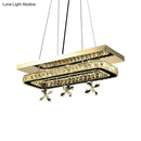 Gold flower deco rectangle ring island light dining room pendant