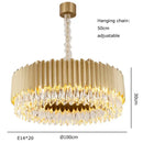 Gold fluted crystal water droplet pendant lights for dining room