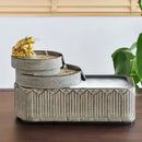 Gold frog flowing water fish pond tank garden ornament