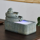 Gold frog flowing water fish pond tank garden ornament