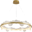 Gold frost texture led ring chandelier living room mesh globe light