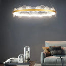 Gold frost texture led ring chandelier living room mesh globe light