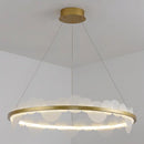 Gold frost texture led ring chandelier living room mesh globe light