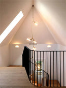 Gold glass branching staircase chandelier dining room molecular light