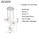 Gold glass bubble led chandelier dining room lighting