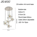 Gold glass bubble led chandelier dining room lighting