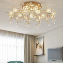 Gold glass flower chandelier ceiling lamp for living room