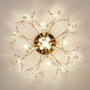 Gold glass flower chandelier ceiling lamp for living room