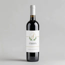 Gold Greenery Wedding Wine Label