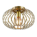 Gold iron art ceiling light for living room with wireframe design