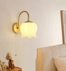 Gold iron led wall sconce with pull chain for hallway