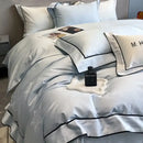 Gold jacquard satin and egyptian cotton patchwork bedding set bedroom